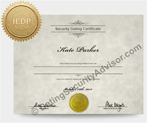 security safe dating i.d/certificate